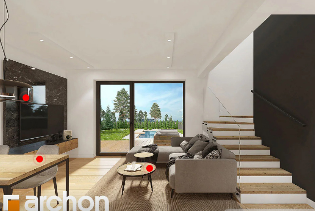 zaaranżowane zgodnie z najnowszymi trendami wnętrze luksusowej willi na sprzedaż Legnica (okolice)