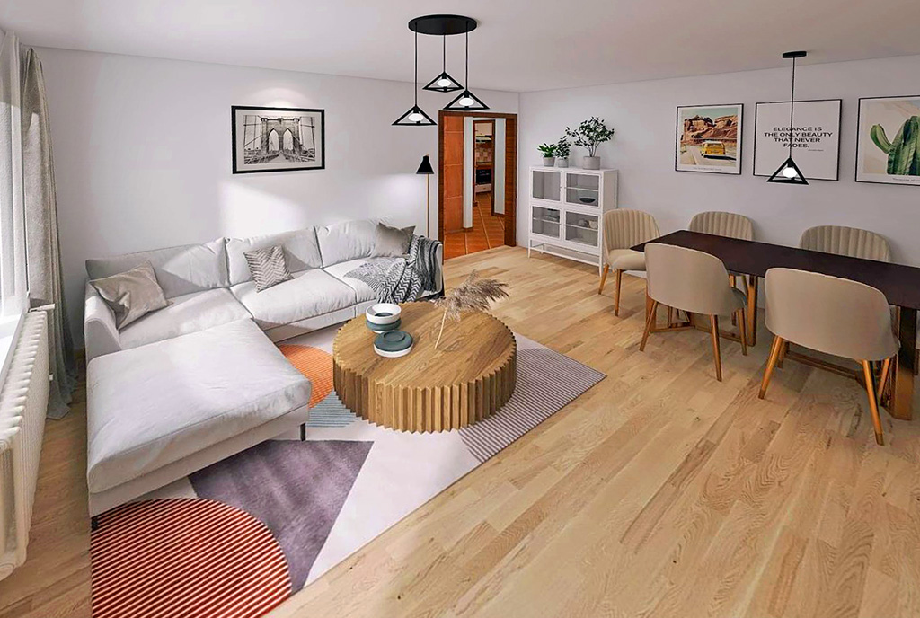 druga strona salonu w luksusowym apartamencie na sprzedaż Toruń (okolice)