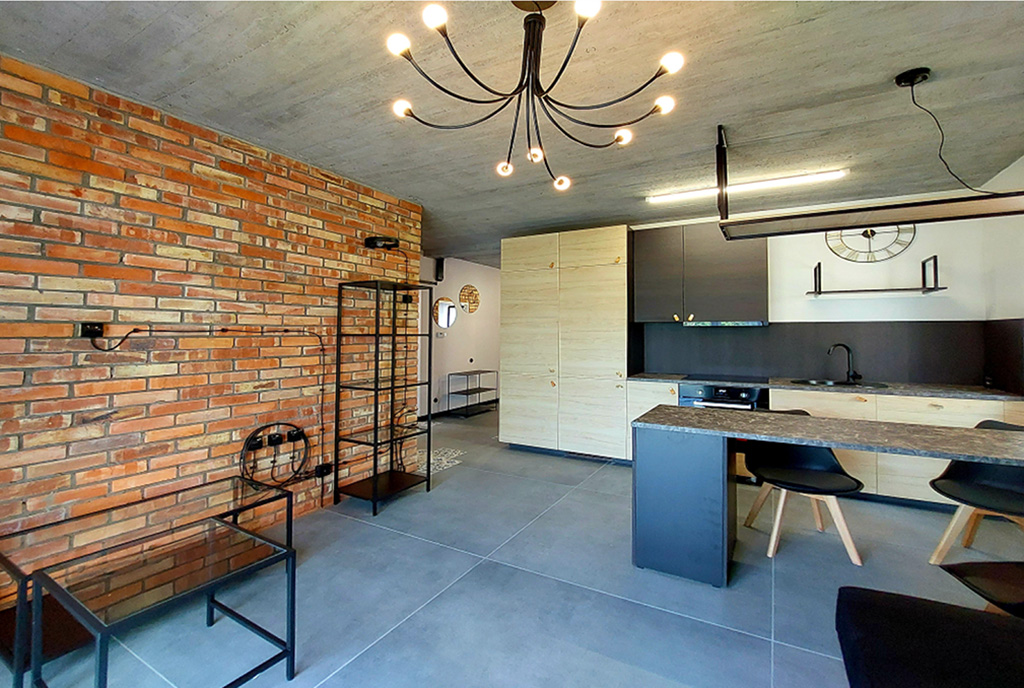 imponująca kuchnia i jadalnia w ekskluzywnym apartamencie do wynajęcia Katowice (okolice)