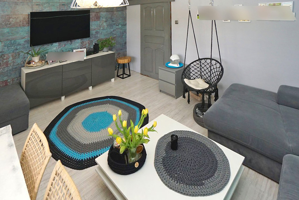 rzut z góry na salon w luksusowym apartamencie na sprzedaż Konin