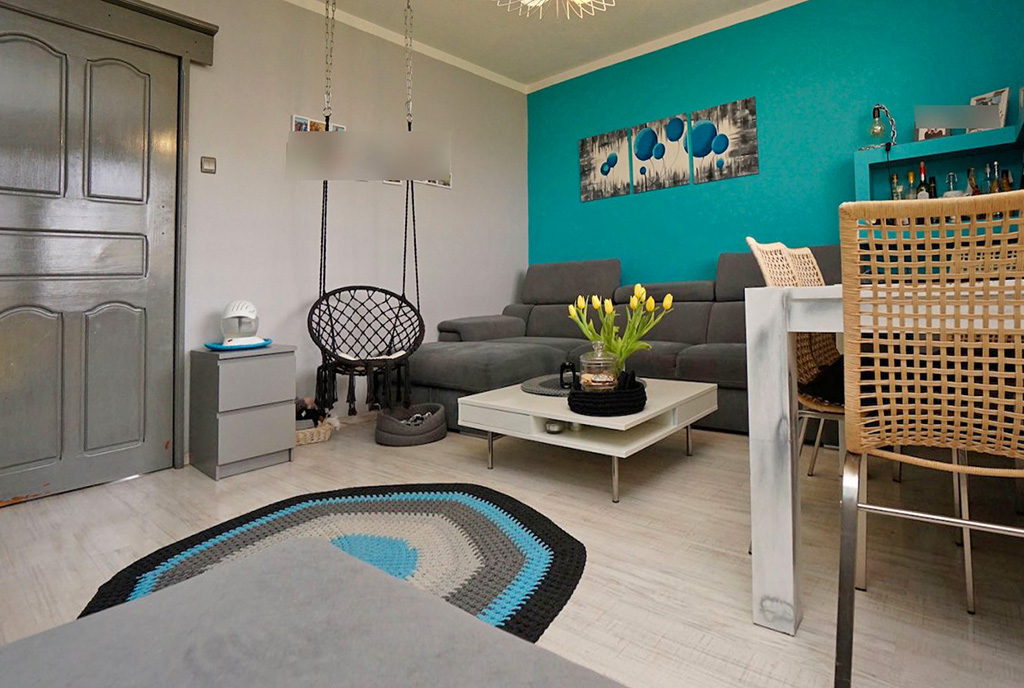 fragment pokoju gościnnego w luksusowym apartamencie do sprzedaży Konin