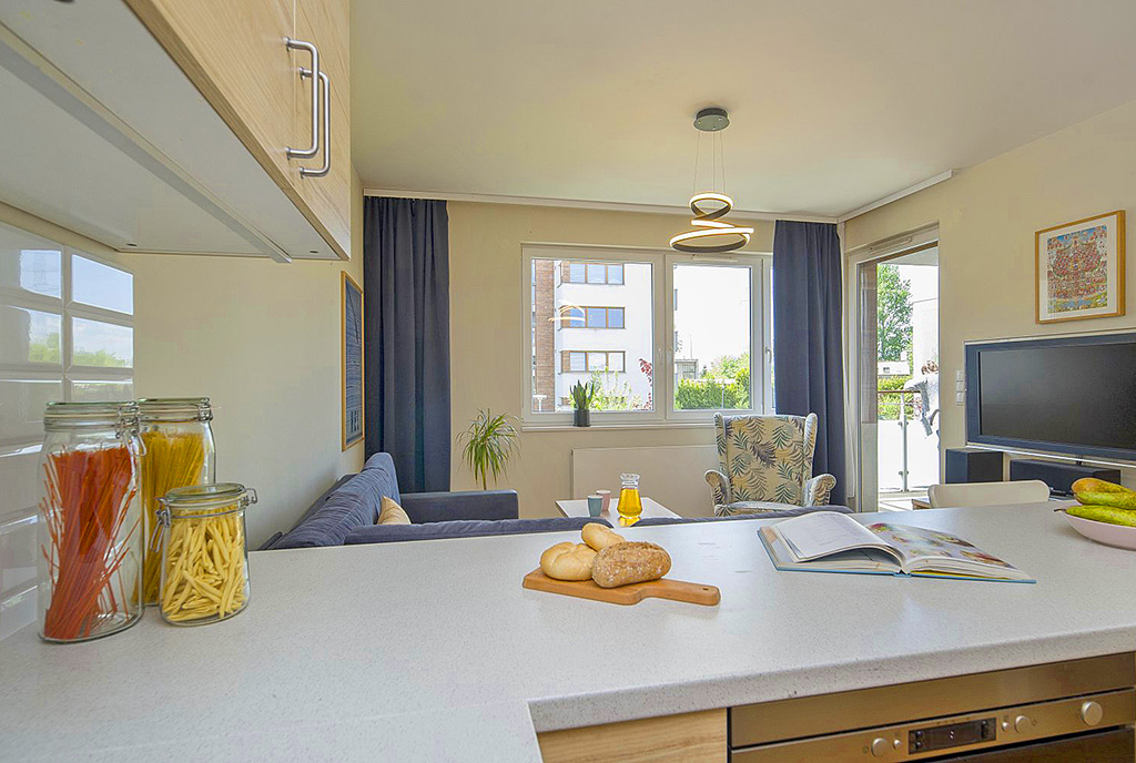 widok od strony jadalni w luksusowym apartamencie do wynajmu Katowice