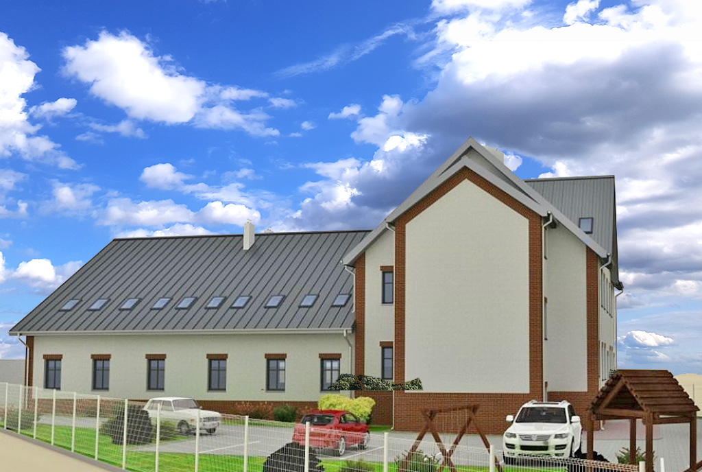 widok z boku na ekskluzywną willę do sprzedaży Głogów (okolice)