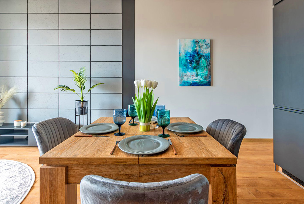 elegancka jadalnia w luksusowym apartamencie na sprzedaż Elbląg