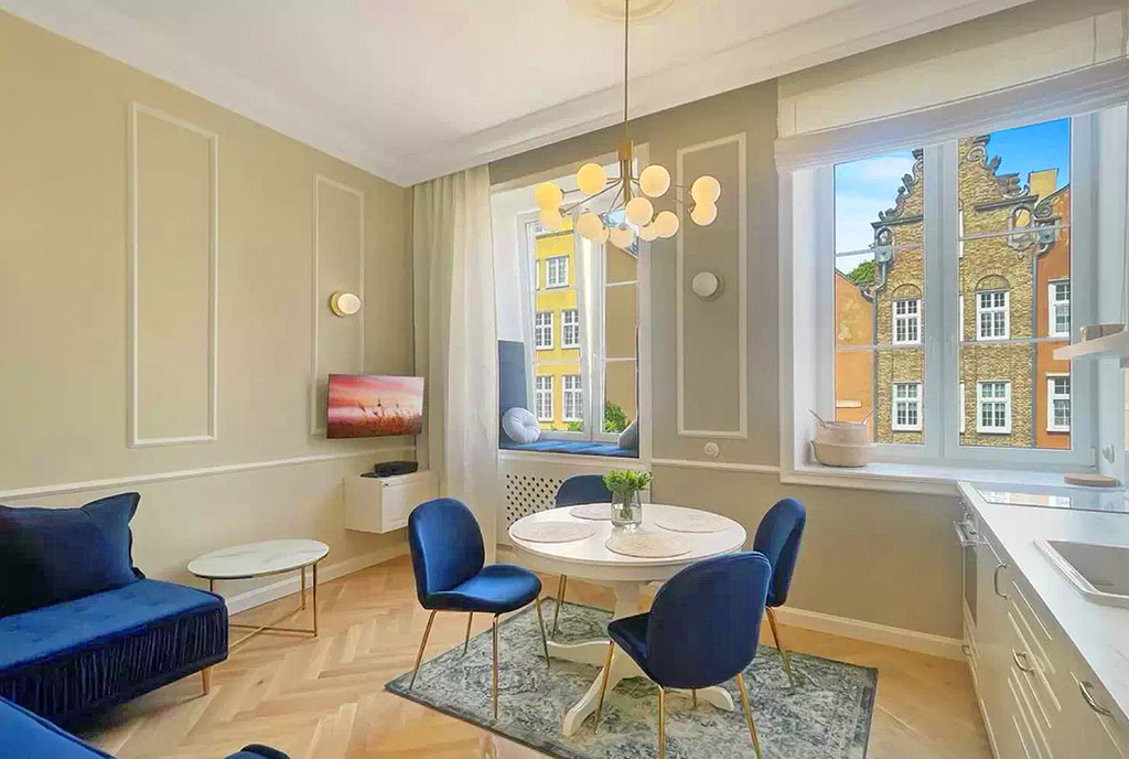 imponujący salon w ekskluzywnym apartamencie na sprzedaż Gdańsk