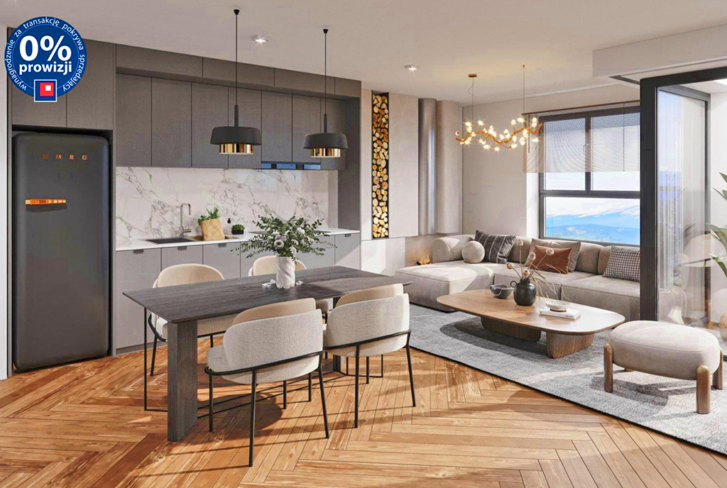 fantastycznie zaaranżowany pokój dzienny w ekskluzywnym apartamencie do sprzedaży Jelenia Góra