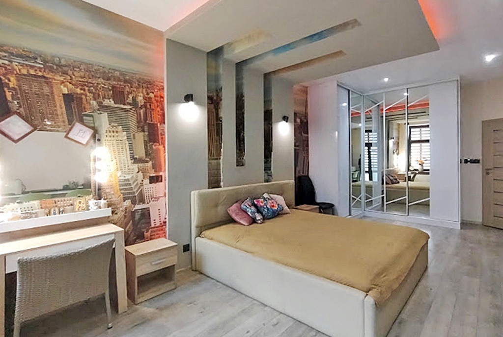 stylowo wykończona sypialnia w luksusowym apartamencie na sprzedaż Legnica