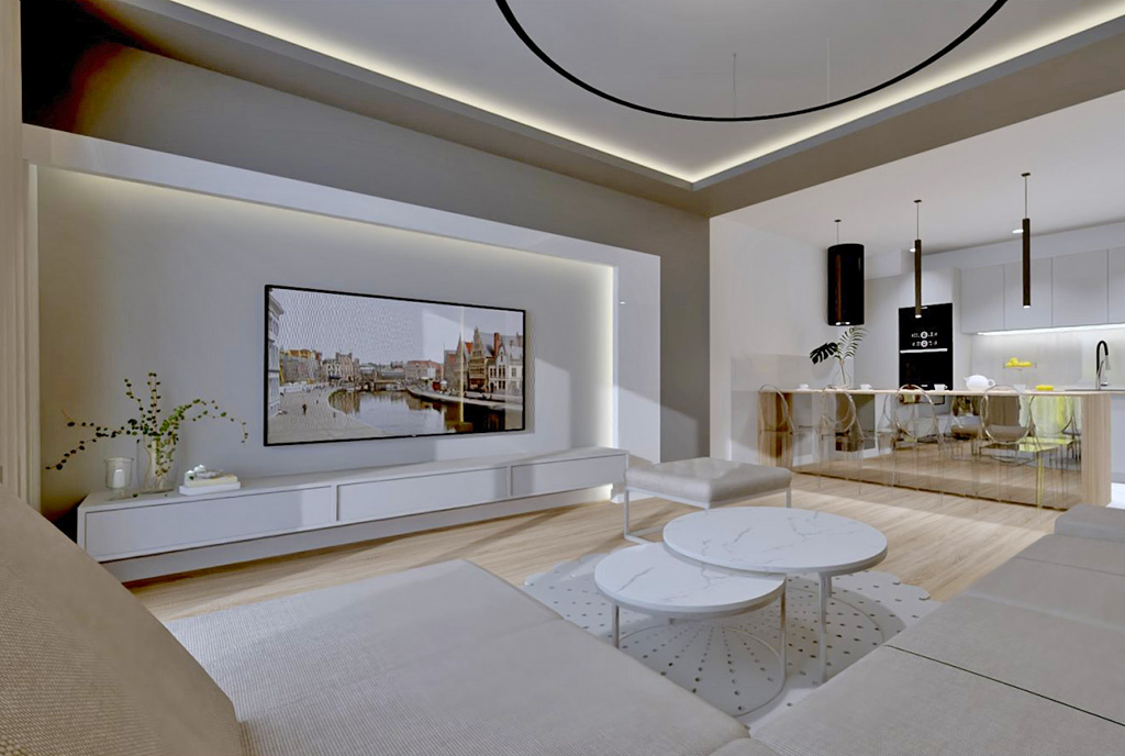 nobilitujący salon w luksusowym apartamencie na sprzedaż Piotrków Trybunalski