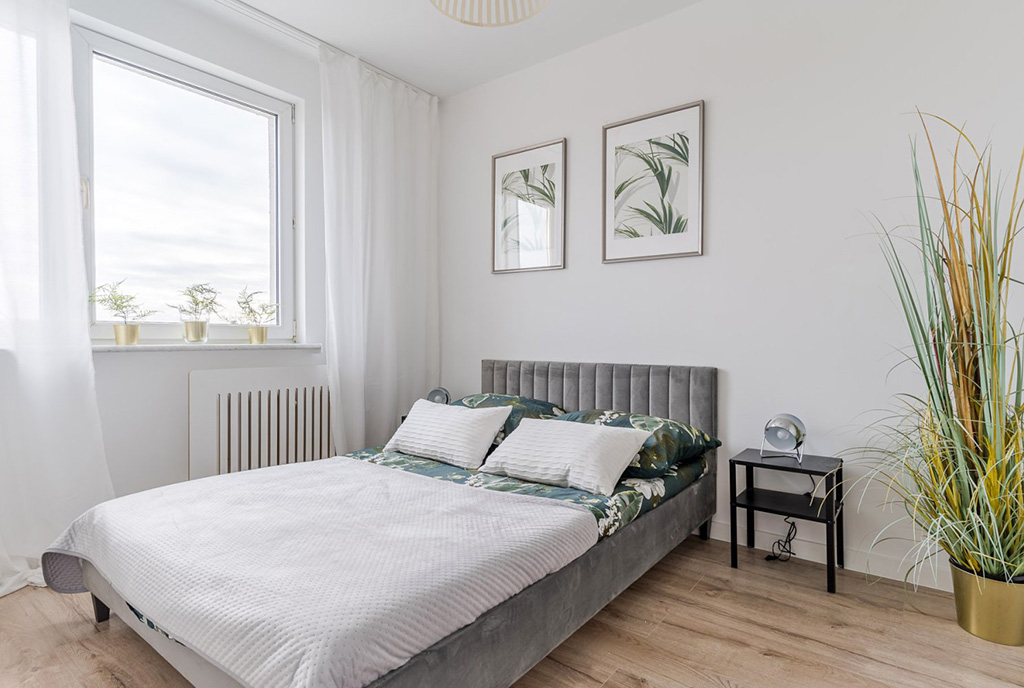 zaciszna sypialnia w ekskluzywnym apartamencie na wynajem Gdańsk