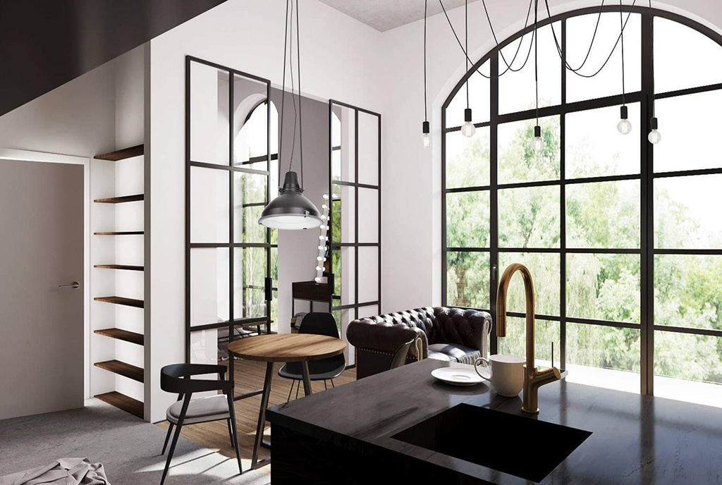 słoneczne, jasne i widne wnętrze ekskluzywnego apartamentu do wynajęcia Wrocław