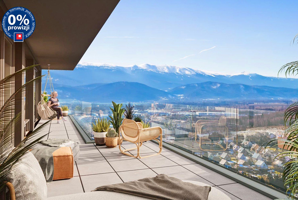 imponujący widok na góry z tarasu ekskluzywnego apartamentu do sprzedaży Jelenia Góra