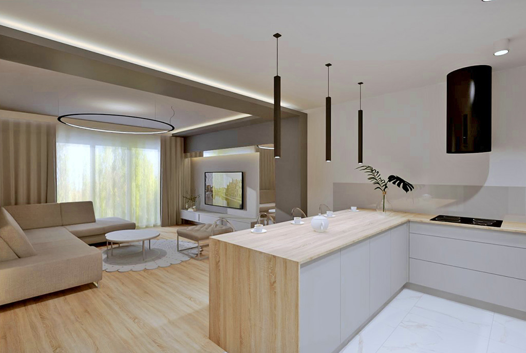 nowoczesna kuchnia w luksusowym apartamencie na sprzedaż Piotrków Trybunalski