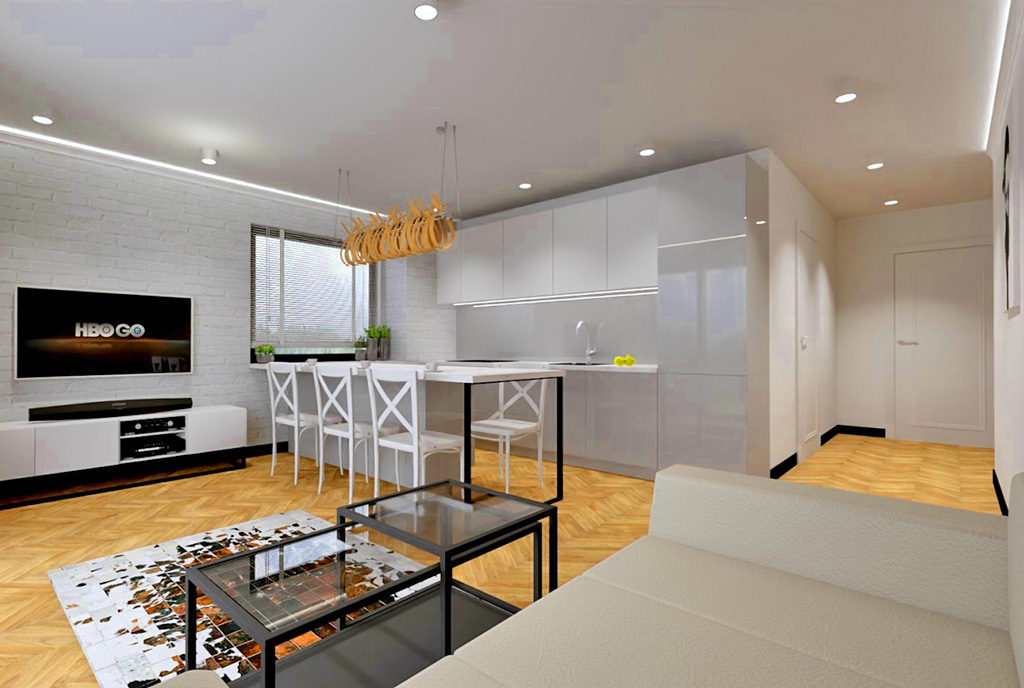 zaprojektowane w nowoczesnym designie wnętrze ekskluzywnego apartamentu do sprzedaży Piotrków Trybunalski