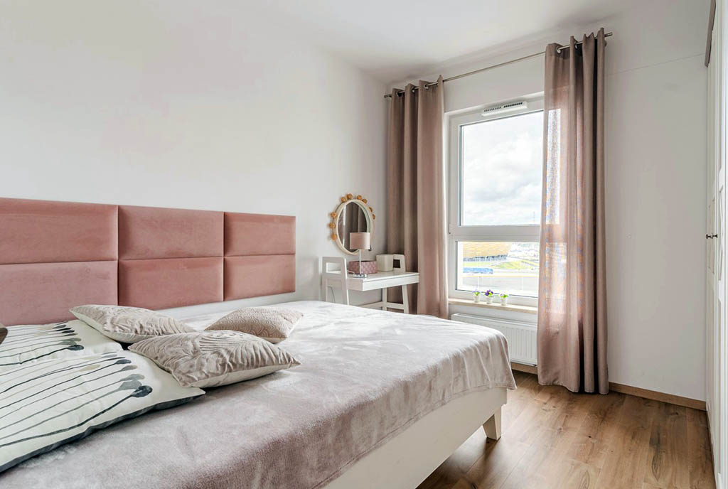elegancka sypialnia w ekskluzywnym apartamencie na wynajem Gdańsk