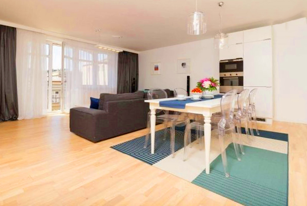 wykończony na europejskim poziomie salon w ekskluzywnym apartamencie do wynajęcia Szczecin