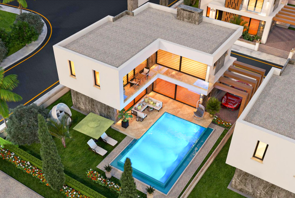 ciekawa architektura ekskluzywnej willi do sprzedaży Cypr (Bogaz)