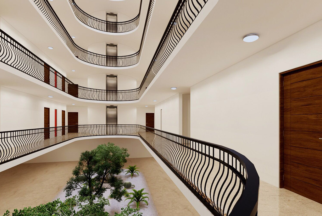 designerska klatka schodowa prowadząca do luksusowego apartamentu na sprzedaż Cypr (Iskele)