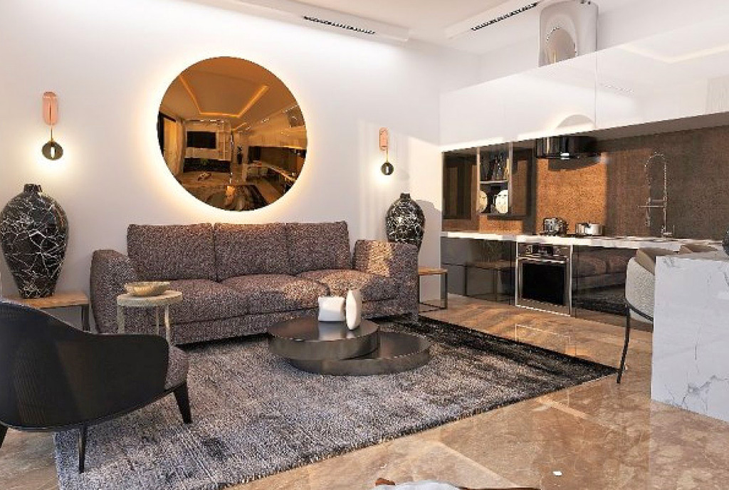 imponujący salon w ekskluzywnym apartamencie do sprzedaży Cypr (Iskele)