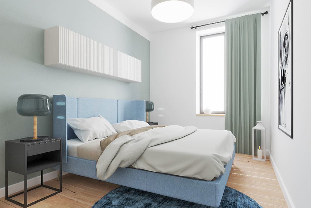 zaciszna sypialnia w ekskluzywnym apartamencie do sprzedaży Katowice (okolice)