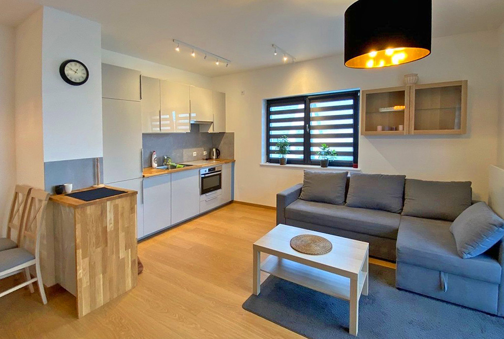 wytworny salon w ekskluzywnym apartamencie do wynajęcia Szczecin