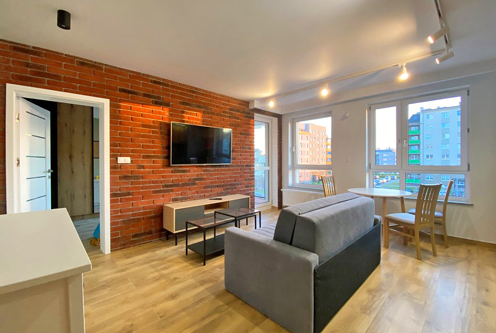 zbliżenie na pokój dzienny w luksusowym apartamencie na wynajem Wrocław (okolice)