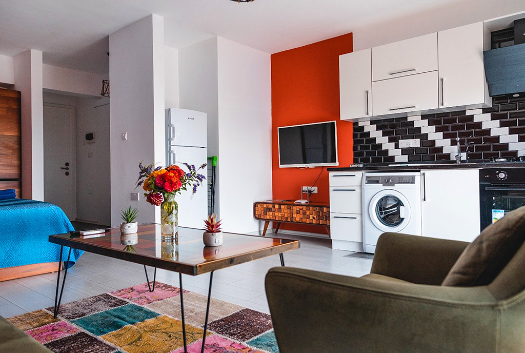 nowocześnie zaprojektowane wnętrze ;luksusowego apartamentu do sprzedaży Cypr