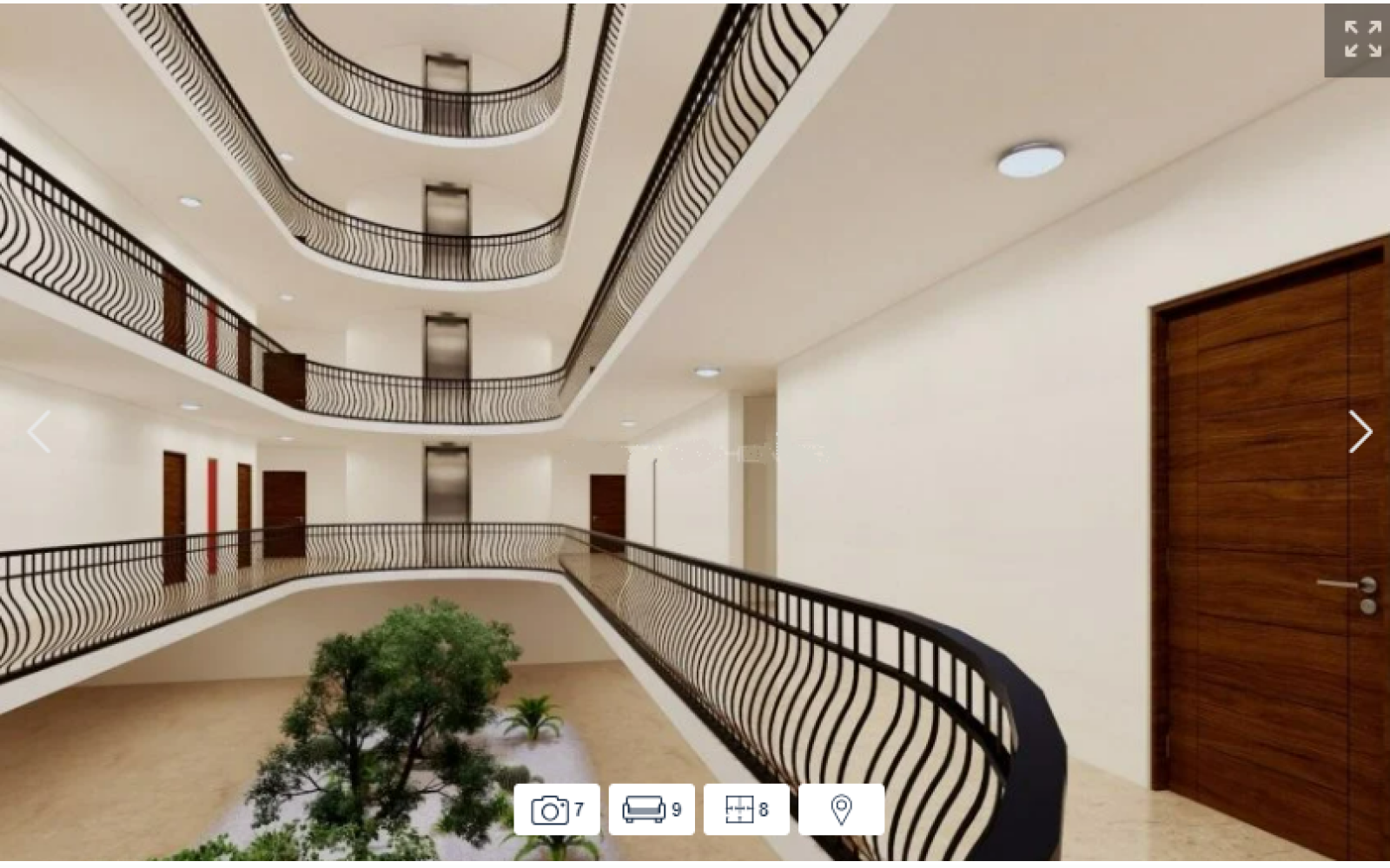 futurystyczna klatka schodowa prowadząca do luksusowego apartamentu do sprzedaży Cypr