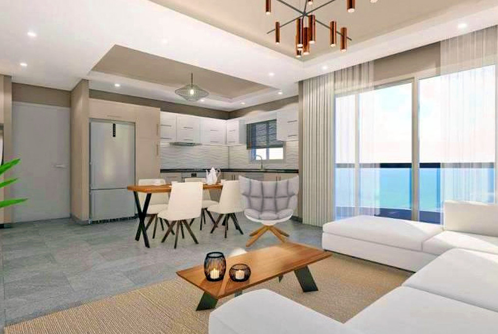 słoneczny salon w ekskluzywnym apartamencie do sprzedaży Cypr (Gazimagusa)