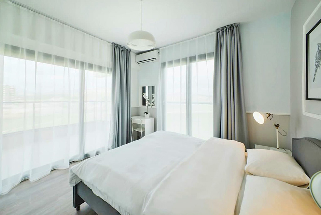 elegancka sypialnia w luksusowym apartamencie na sprzsedż Cypr (Iskele)