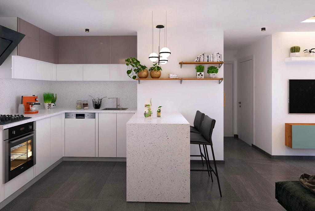 funkcjonalnie zabudowana kuchnia w ekskluzywnym apartamencie do sprzedaży Cypr (Iskele)