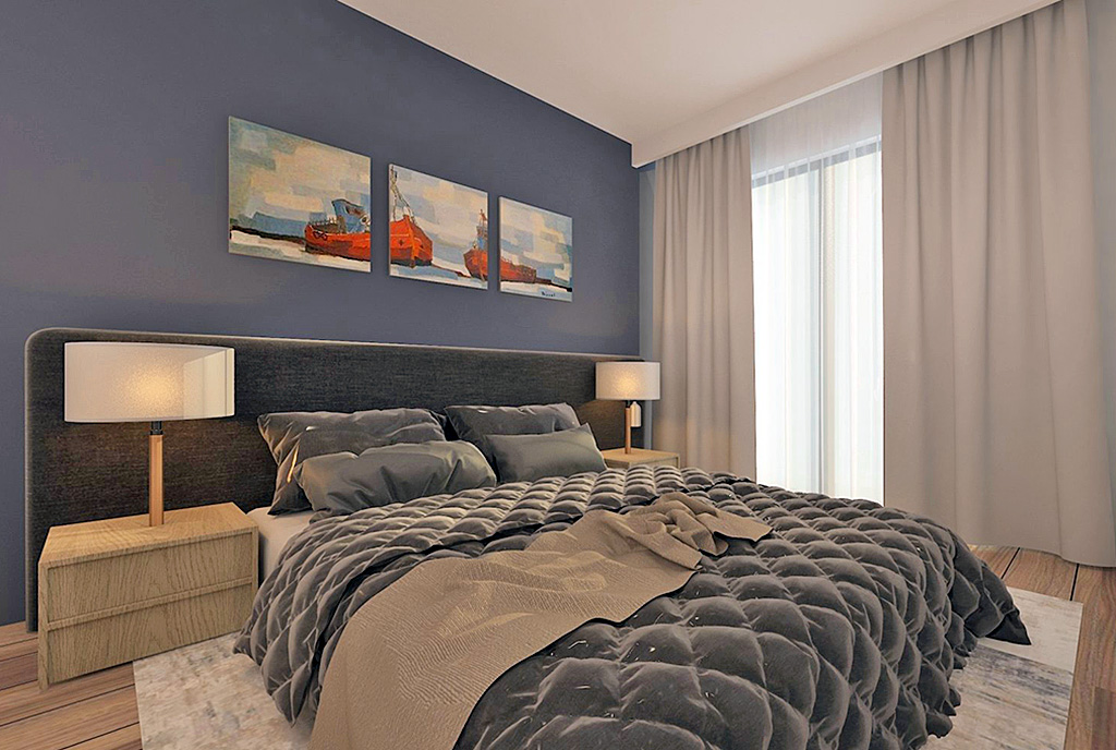 zaciszna sypialnia w ekskluzywnym apartamencie na sprzedaż Cypr (Karavas)