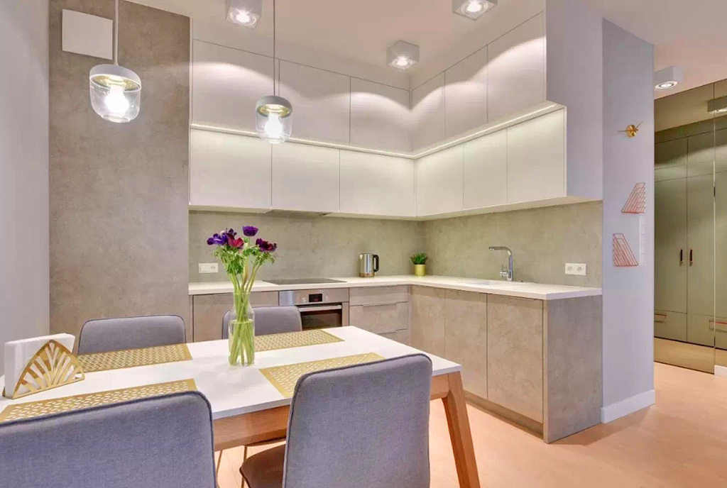 jadalnia i kuchnia w luksusowym apartamencie na sprzedaż Gdańsk