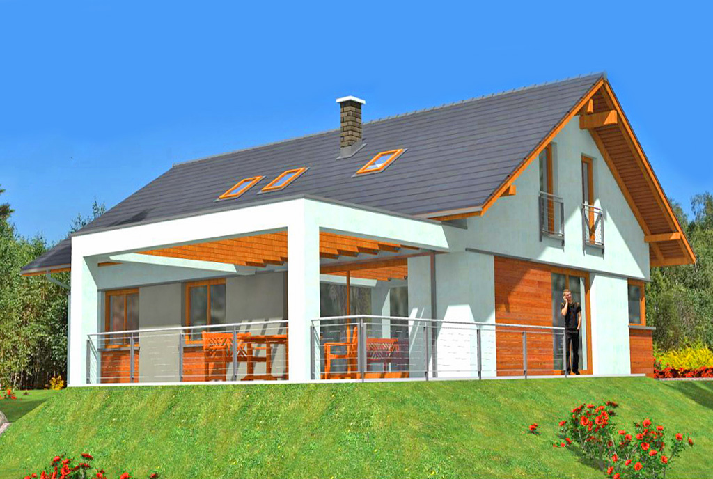 widok od strony tarasu na ekskluzywną willę do sprzedaży Ustroń