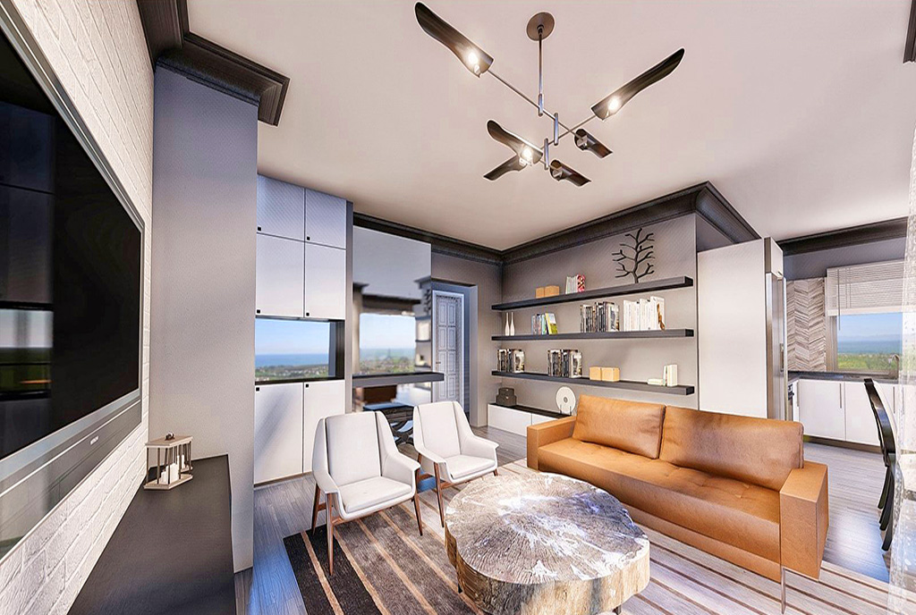 druga strona salonu w ekskluzywnym apartamencie do sprzedaży Cypr (Iskele)