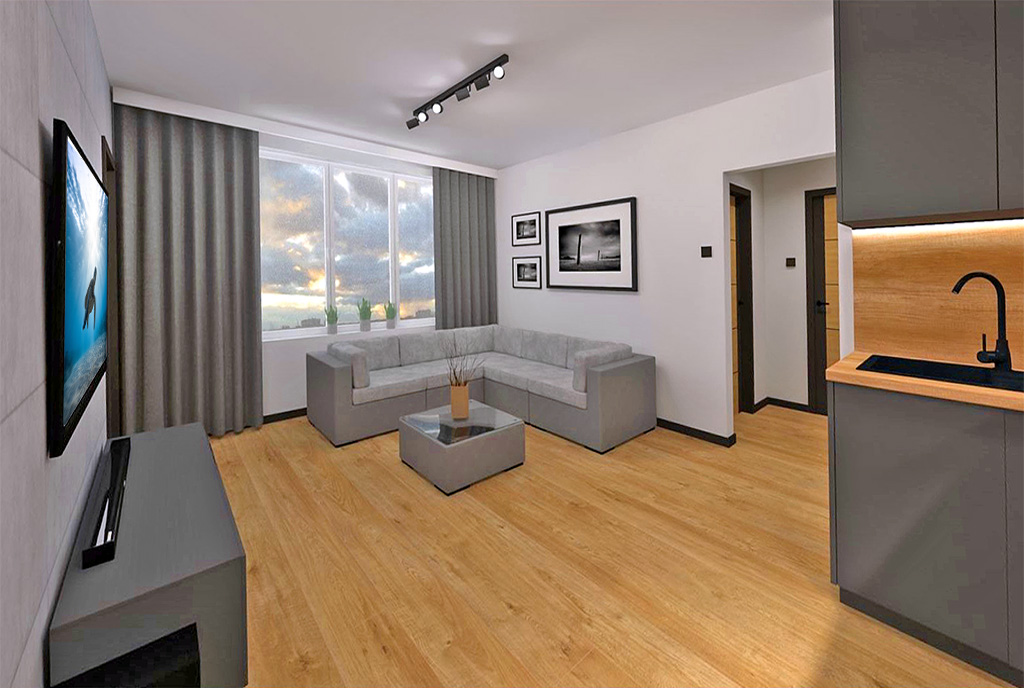 zaprojektowane w nowoczesnym stylu wnętrze ekskluzywnego apartamentu do sprzedaży Elbląg