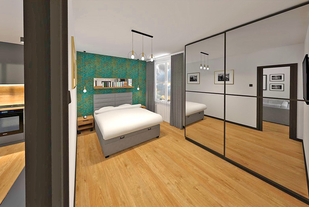 elegancka sypialnia w ekskluzywnym apartamencie na sprzedaż Elbląg