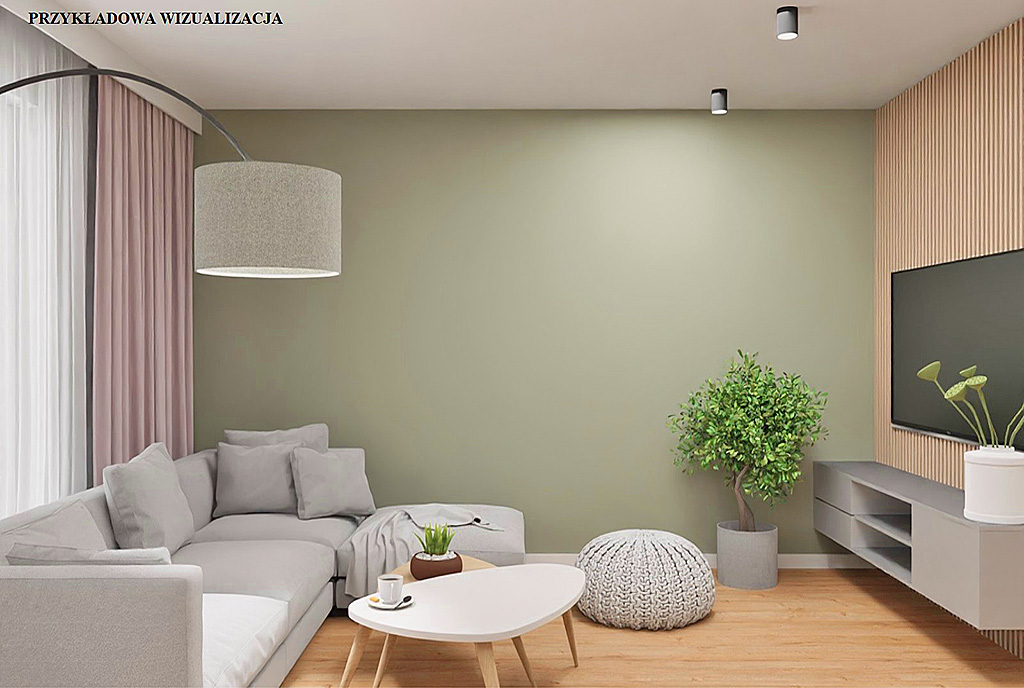 na pierwszym planie pokój gościnny w luksusowym apartamencie do sprzedaży Elbląg