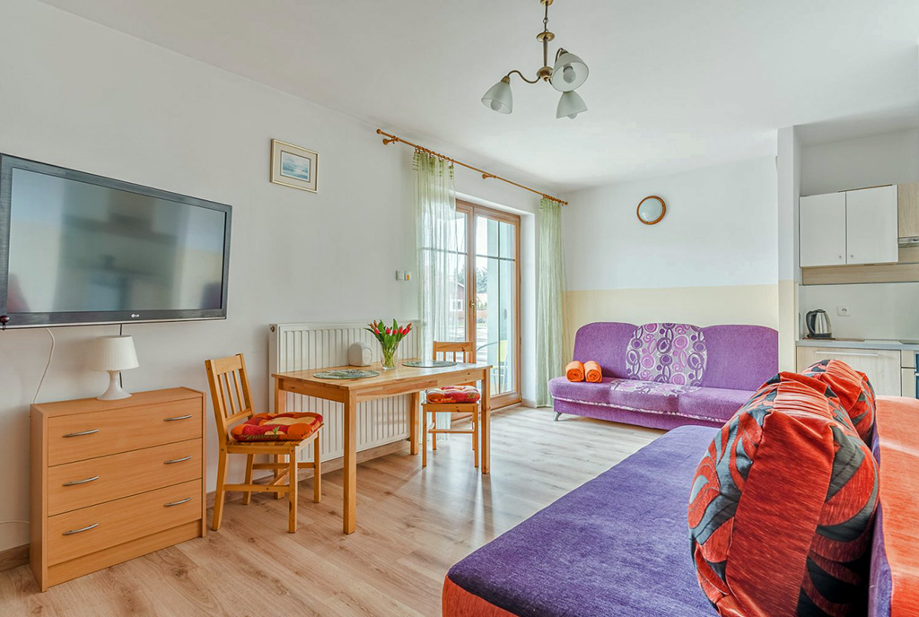 stylowo wykończony salon w ekskluzywnym apartamencie do wynajęcia Gdańsk (okolice)