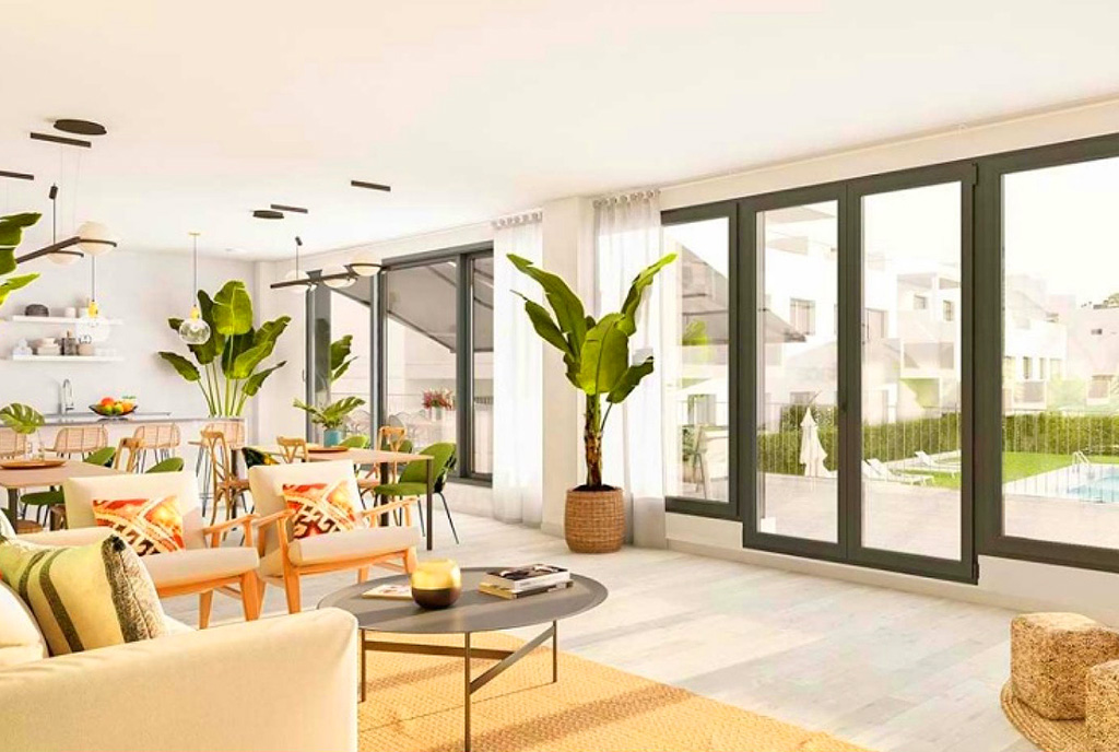 salon oraz taras w ekskluzywnym apartamencie na sprzedaż Hiszpania (Caleta de Velez)