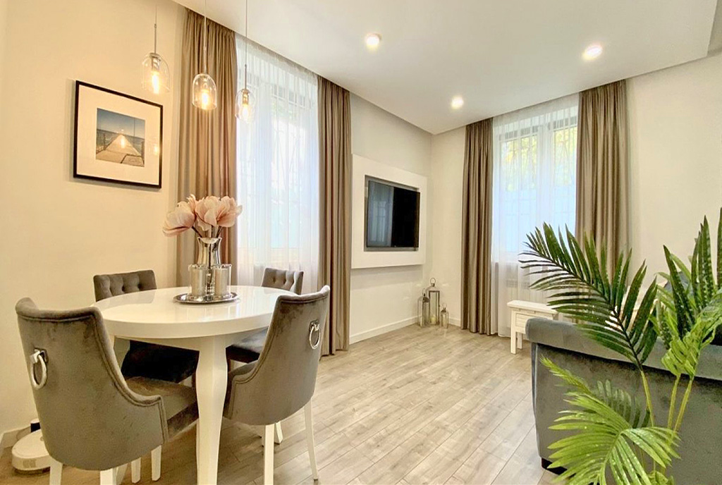 nowoczesny salon w ekskluzywnym apartamencie do sprzedaży Łódź