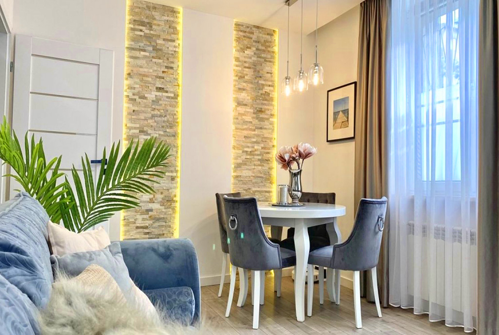 zbliżenie na jadalnię w ekskluzywnym apartamencie na sprzedaż Łódź