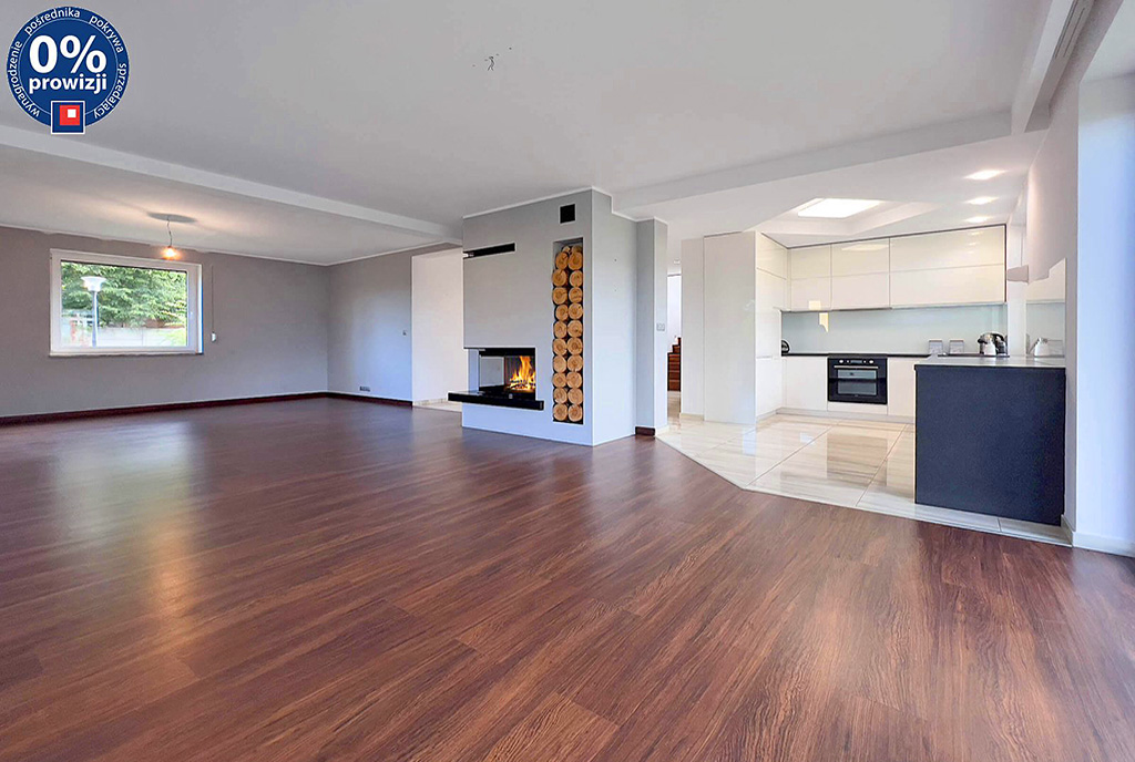 salon z kominkiem w ekskluzywnej willi do sprzedaży Katowice (okolice)