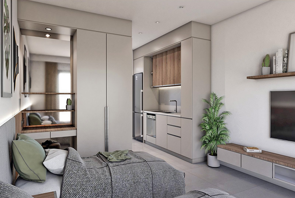 elegancka sypialnia w ekskluzywnym apartamencie do sprzedaży Cypr (Gazimagusa)