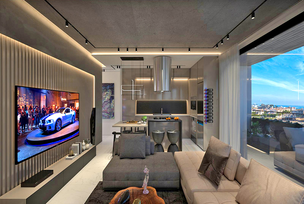 zapierający dech w piersiach pokój dzienny w luksusowym apartamencie na sprzedaż Cypr (Iskele)
