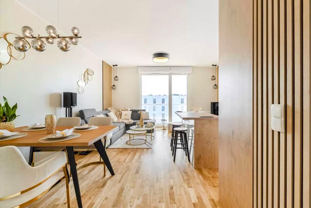 kameralny salon w luksusowym apartamencie na sprzedaż Gdańsk