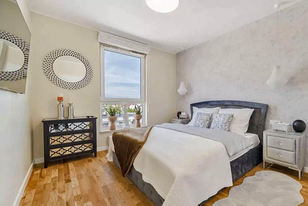zaciszna sypialnia w ekskluzywnym apartamencie na sprzedaż Gdańsk