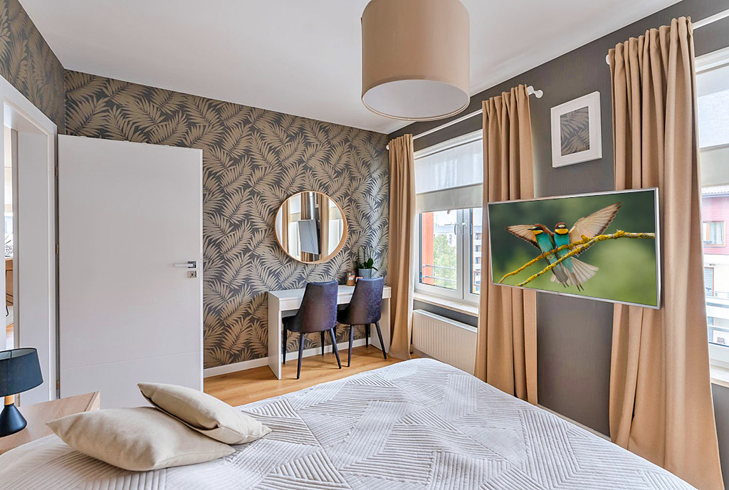 zaciszna sypialnia w luksusowym apartamencie na sprzedaż Kołobrzeg