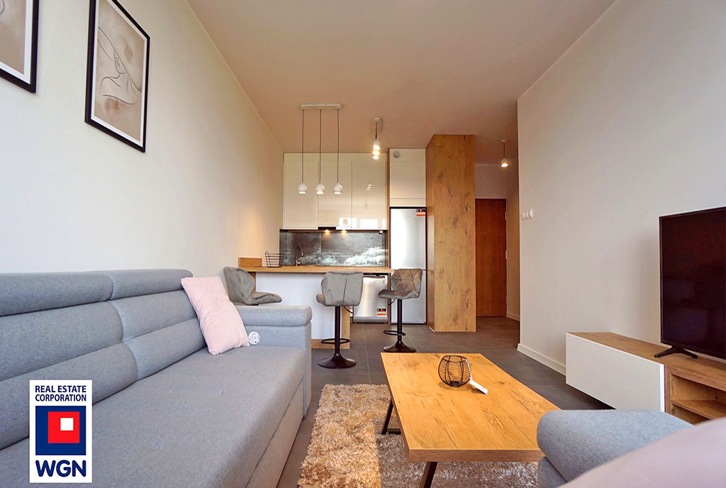 elegancki pokój dzienny w luksusowym apartamencie do wynajmu Konin