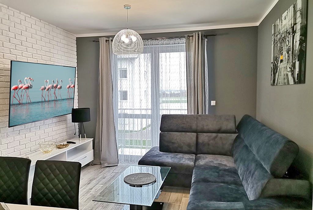 imponujący salon w ekskluzywnym apartamencie do wynajęcia Legnica (okolice)