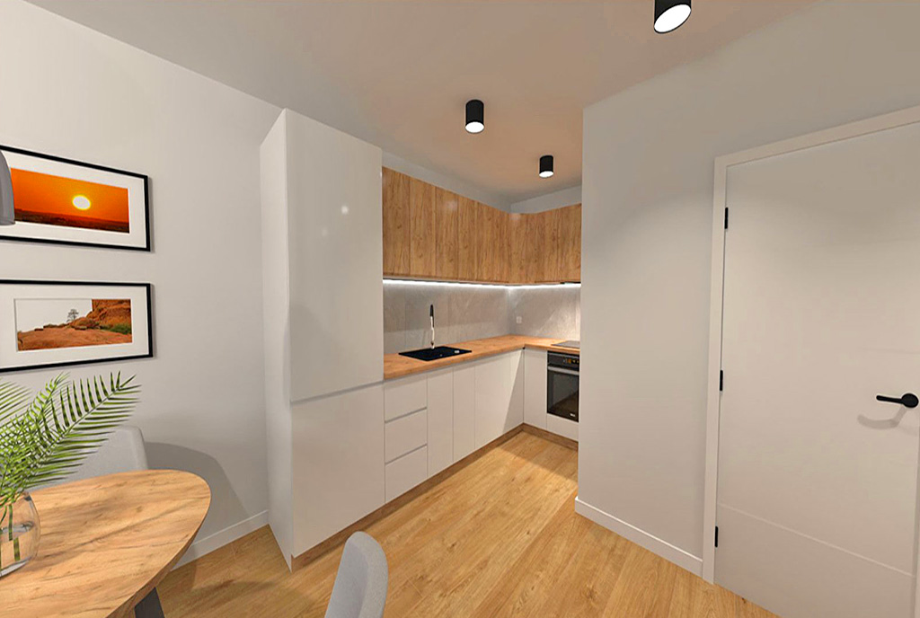 funkcjonalnie zabudowana kuchnia w luksusowym apartamencie do sprzedaży Elbląg